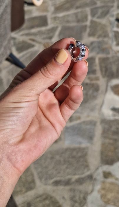 Позлатени сребърни обеци с мойсанит