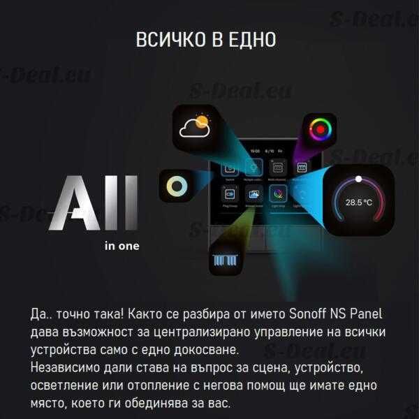 SONOFF NSPanel EU – Смарт ключ за централно управление - Тъмно сив