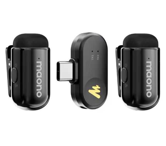 Безжичен микрофон с AI шумопотискане - USB-C порт, чисто нов