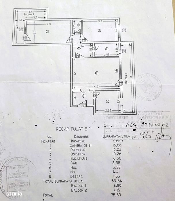 Apartament 3 camere 75,59 mp Ultracentral Slatina, Crisan