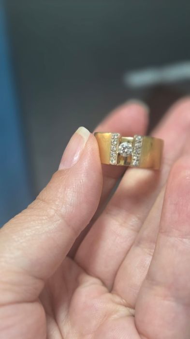 Inel Aur Galben 18K Model Hermes - Diamant Central 0.25ct masiv (12.59g)