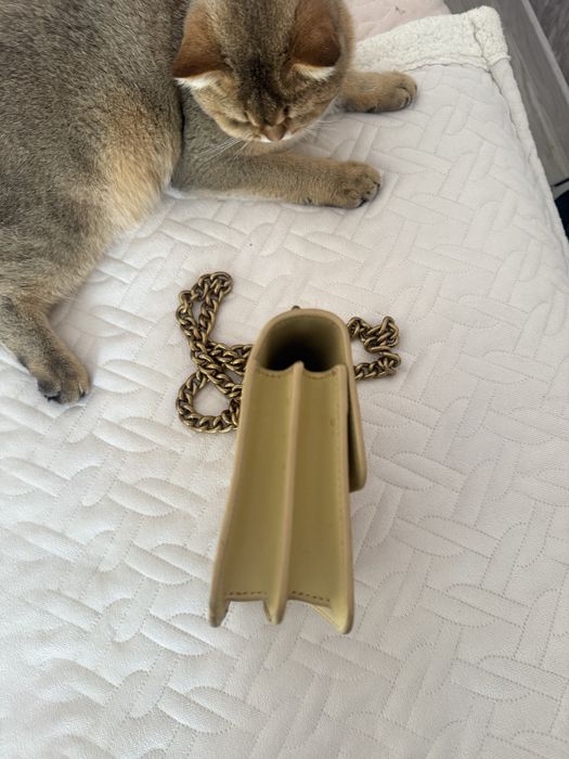 Дамска чанта Pinko Love Bag – цвят горчица, оригинал