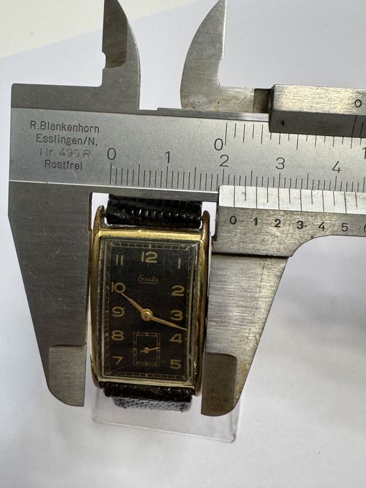 Rar! Ceas Germany Exita Art Deco, mecanic placat aur. Anii 1940 tank