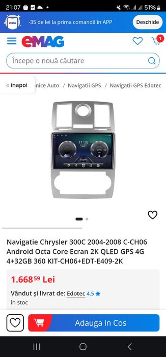 Navigatie Chrysler 300C 2004-2008 C-CH06 Android Octa Core Ecran 2K QL