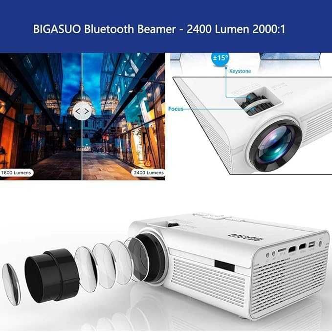 Bluetooth  Проектор за домашно кино BIGASUO
