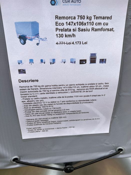 Remorcă Temared 750kg