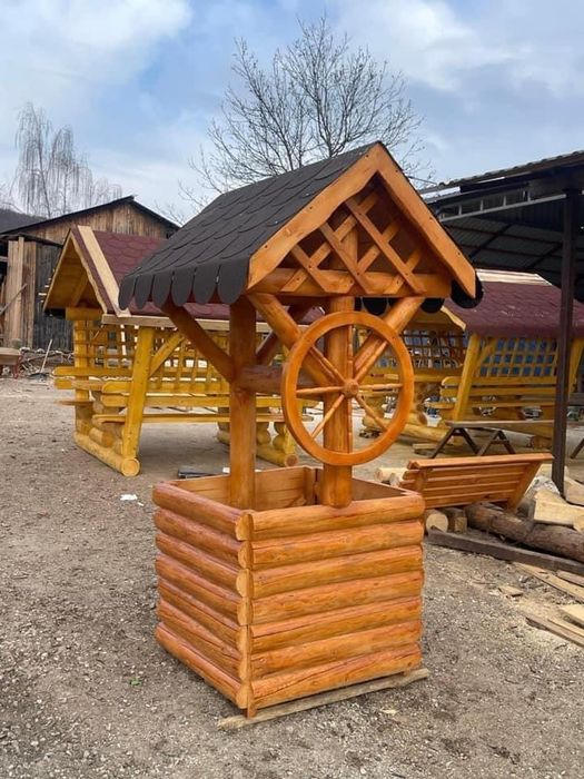 Leagan rustic din lemn masiv rotund