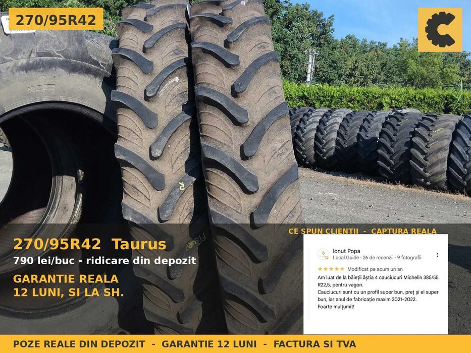 ANVELOPE 270/95R42 11.2R42 11.2-42 27095R42 Taurus Cauciucuri Tractor Prasit Erbicidat 3 BUCATI SH GARANTIE Factura