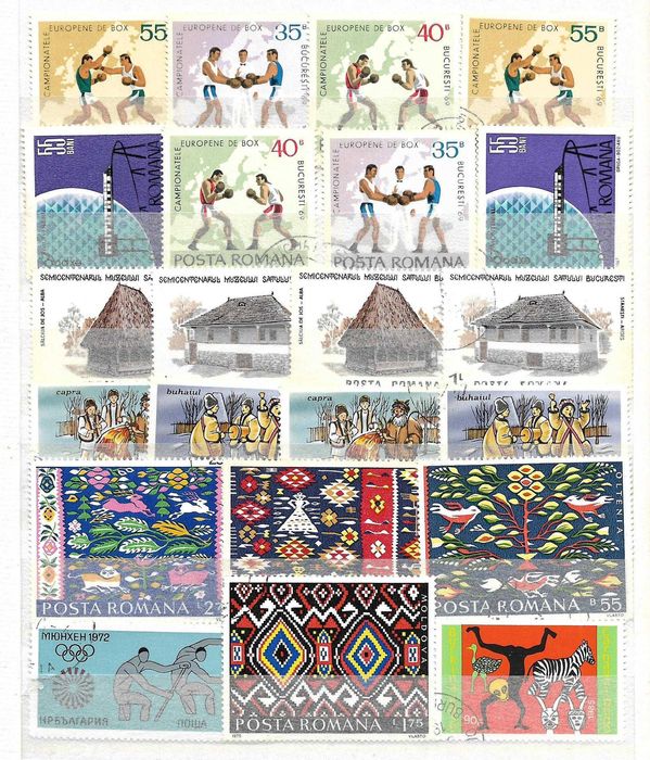 Un super clasor 4 file ( 8 pagini ) plin cu timbre arta sport