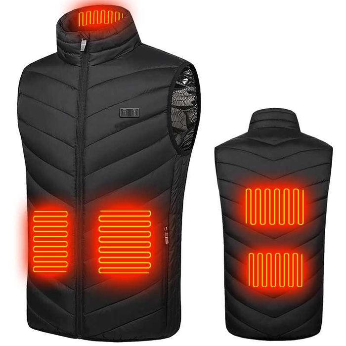 Vesta incalzita fata si spate SELECTIV cu fir usb, culuare neagra.