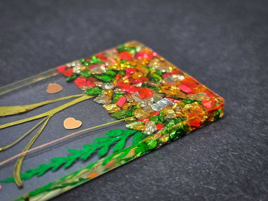 Книгоразделител от епоксидна смола с цветя