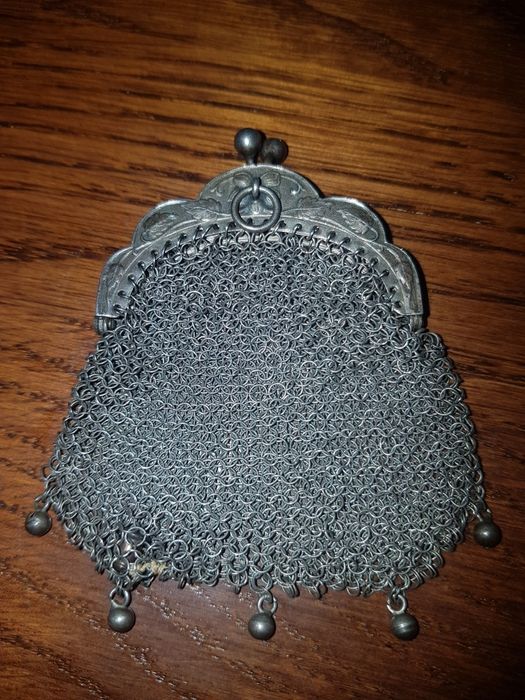 Poșeta monede,bani argint,vintage,Franta,sec 19,art deco