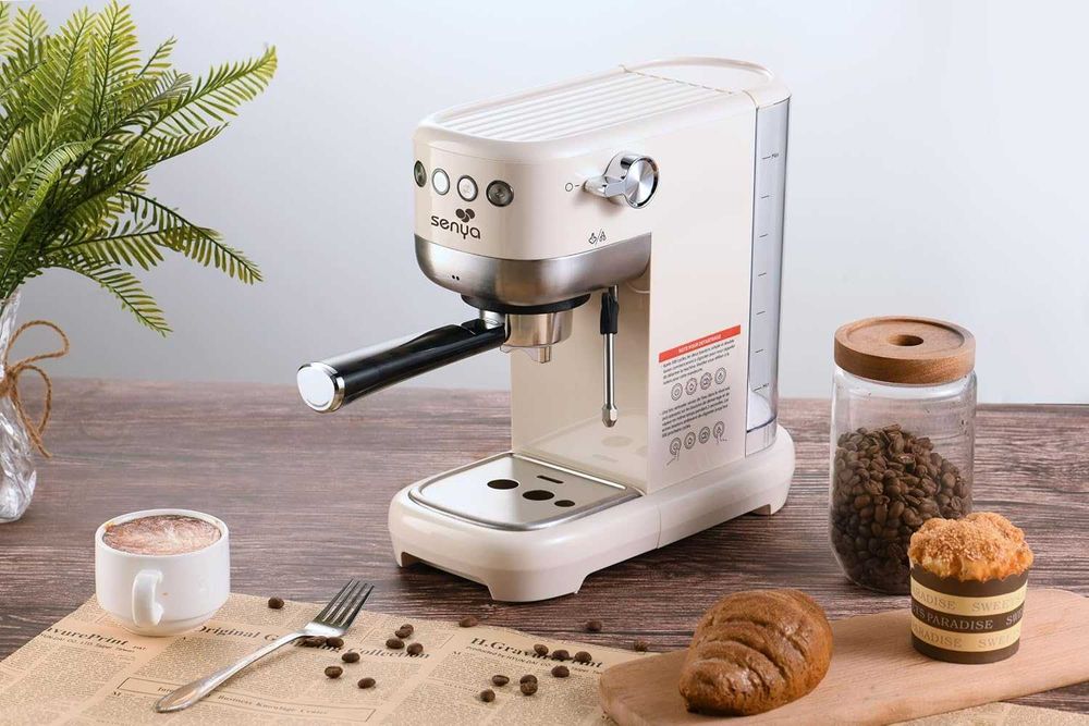 Кафемашина Senya Tasty 20 бара, кафе машина за еспресо и капучино 1300 W, термоблок, разпенител за мляко, автоматично изключване