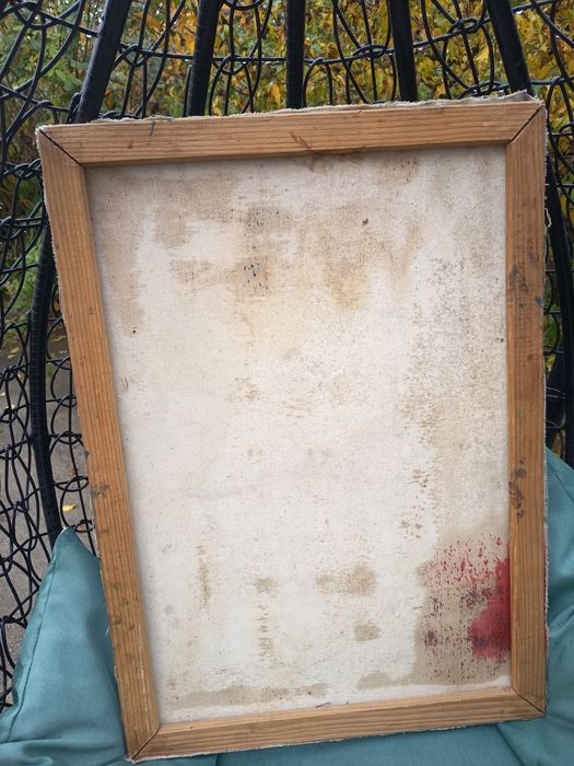 Tablou Vechi Pictat Lucrare Abstracta Pictata Pe Panza