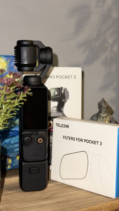 DJI Osmo Pocket 3 – Отлично състояние + Комплект филтри Telesin (ND/CPL)  (В ГАРАНЦИЯ ДО 2027)