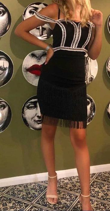 Официална елегантна рокля с ресни НОВА ЦЕНА