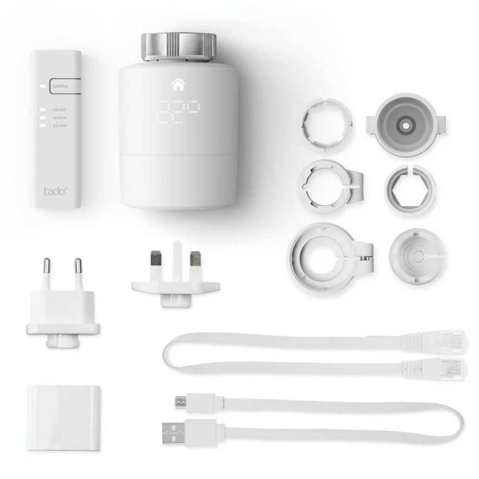 tado°-Интелигентен термостат за радиатор  V3+ с 6 адаптора за радиатори съвместим с Alexa, Siri, Google