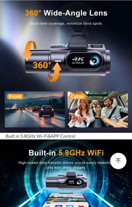 Cameră video Auto 4k 3 canale 5Ghz