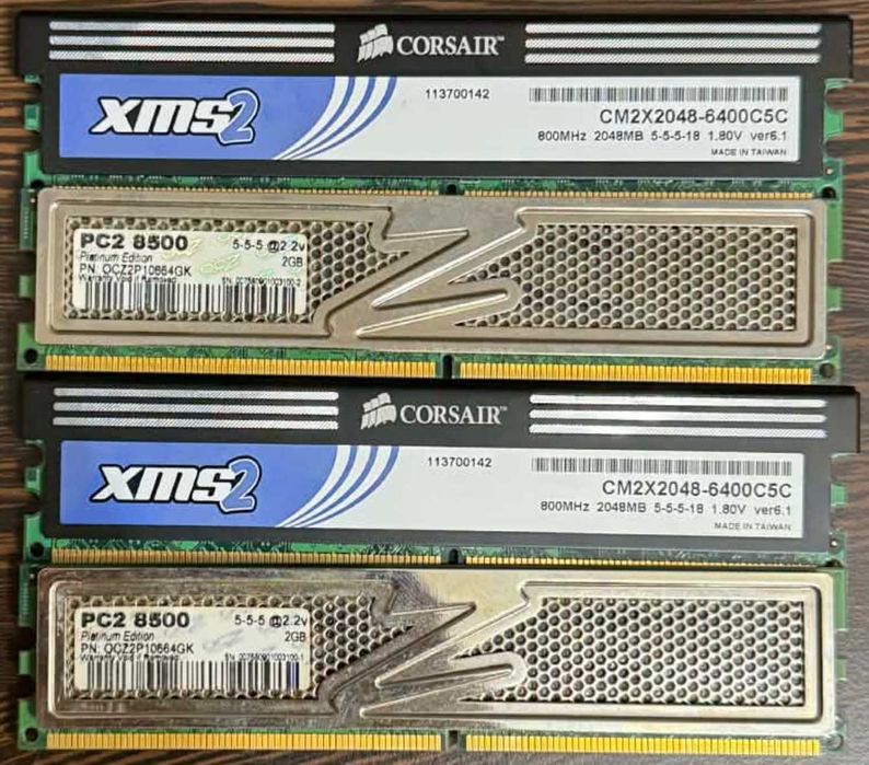 RAM 8GB 4x2gb OCZ и Corsair DDR2 800Mhz