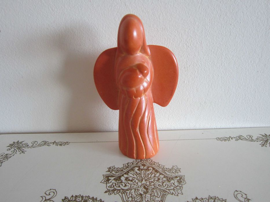 Craciun cadou rar Maria cu Pruncul Sculptura stilizata piatra 1980