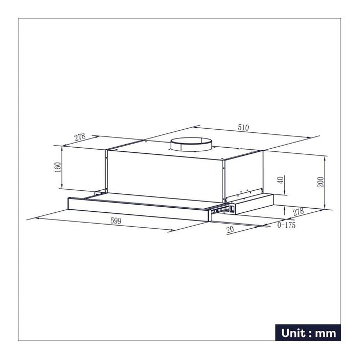 Hota telescopica incorporabila, Ciarra, CBCS6906D, 370 m³/h, 60 cm