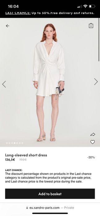 Рокля Sandro с дълъг ръкав