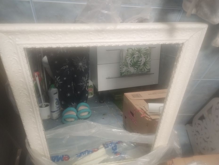 Vand oglinda alba lemn masiv 70*90