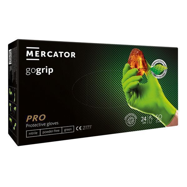 Нитрилни ръкавици premium mercator gogrip pro зелени, 3d размер m 50 б