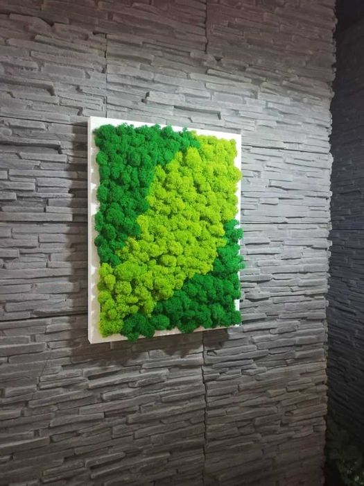 Пано от скандинавски мъх , Пана и картини по поръчка , декорация зелен скандинавски мъх с рамка или без