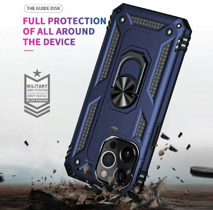 Husa antisoc hybrid ARMOR cu inel pt iPhone 16e / 14 / 14 Pro Max