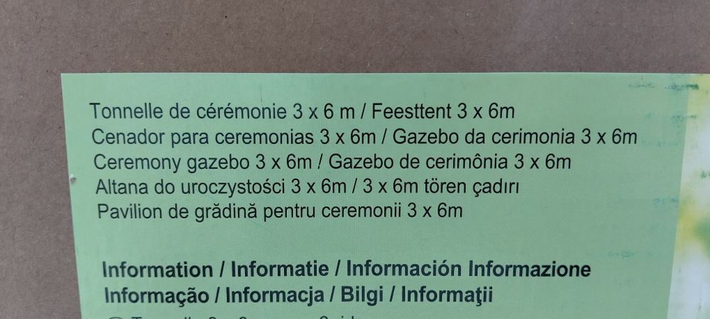 Pavilion 3x6 m, cu 6 perdele - nou, sigilat