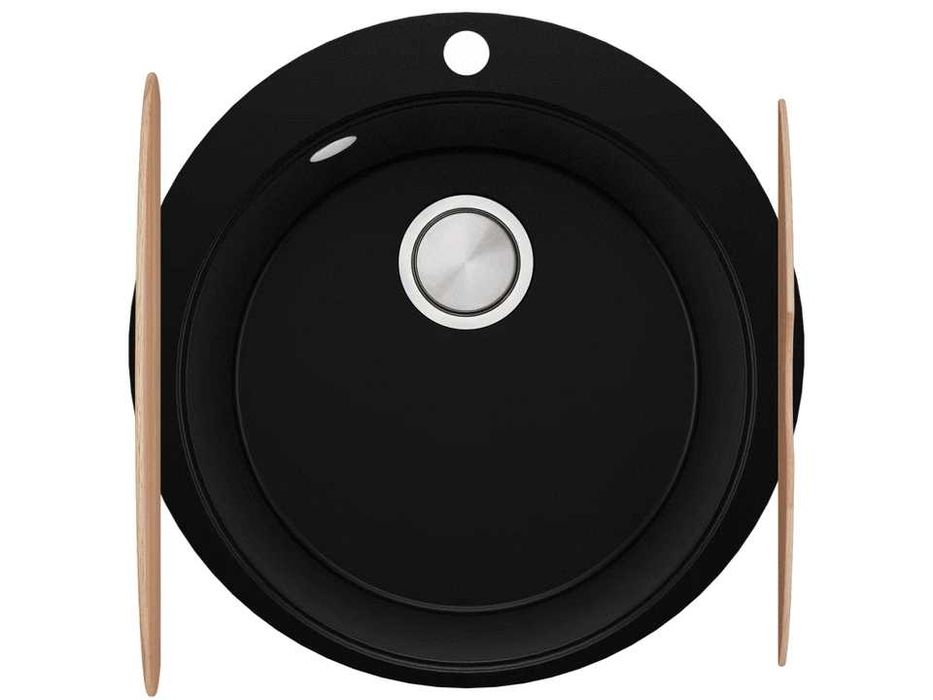 Черна кръгла кухненска гранитна мивка Пиза 50 Top 530 x 530 мм