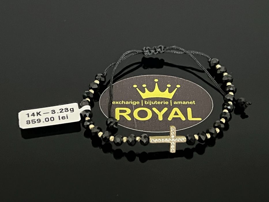 Bijuteria Royal CB : Bratara cu snur bile aur 14k 3,23 grame