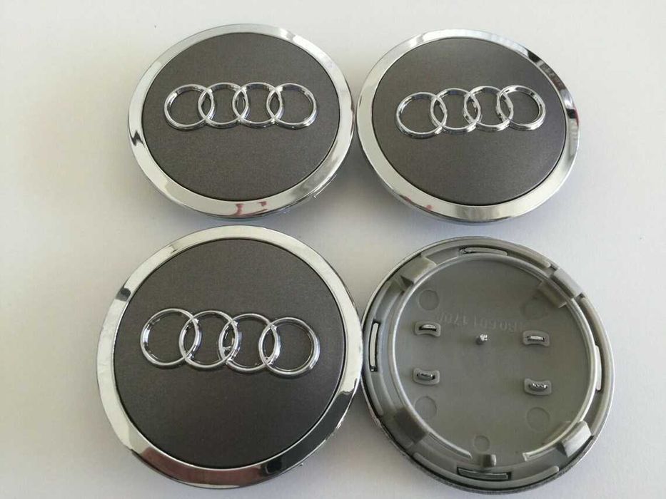 Set 4 Embleme Capace Jante Roti Audi 69MM Negru/Gri/Crom 4B0601170A
