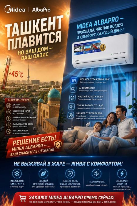 Инверторный кондиционер Midea Albapro24 с искуственным интелектом