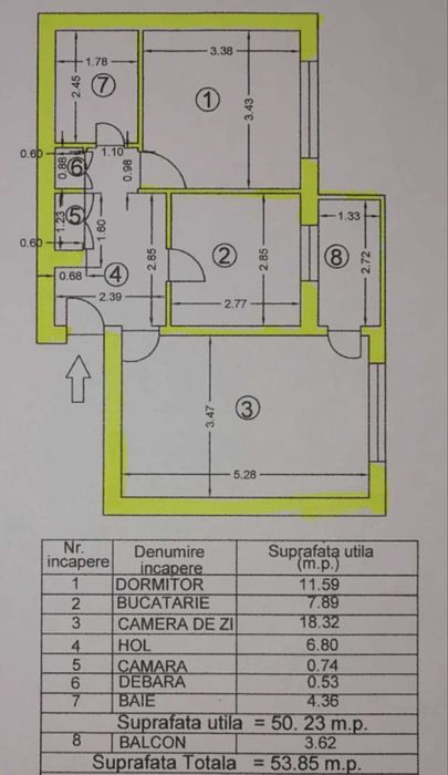 Apartament 2 camere decomandat
