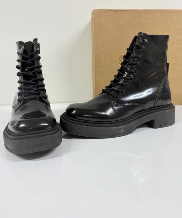 STEVE MADDEN Chiney Leather Black Boots (Нови) - Размер 39 (25 см стелка)