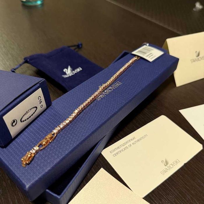 Bratara Swarovski Matrix Tennis Rose/Gold