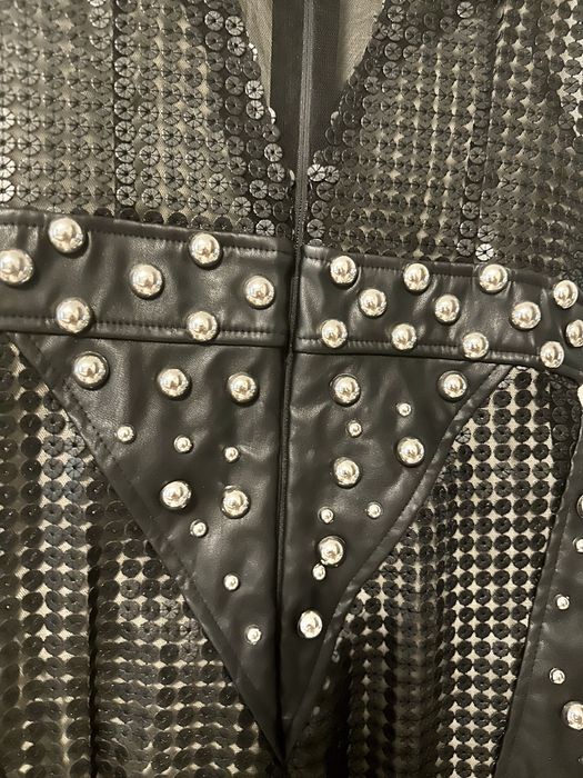 Кожена рокля с пайети