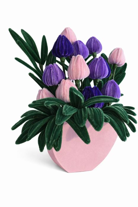 Decor lalele colorate din sarma plușată