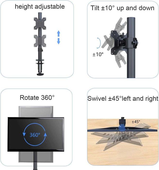 Suport Monitor Birou, Nou în Cutie, VESA 75/100, pentru ecrane 13-32 inch
