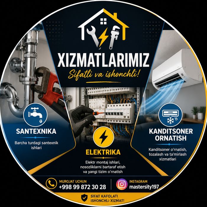 SANTEXNIK ELEKTRIK XIZMATI услуги сантехника электрика сити мастер