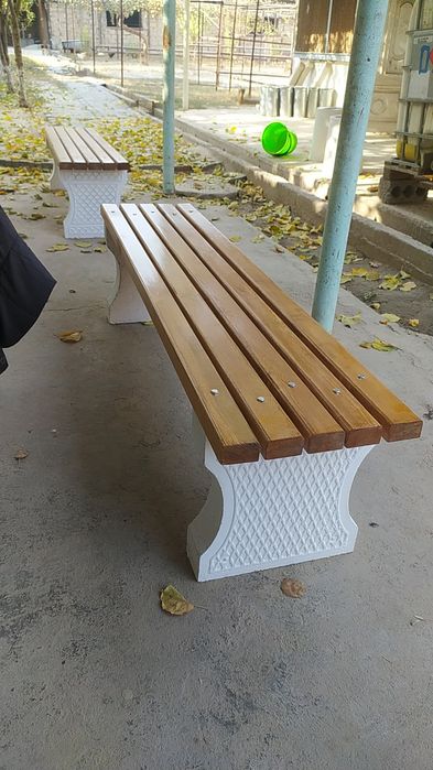 Бетонные скамейки.Скамейки в Ташкенте.Скамейки из бетона. С узорами.