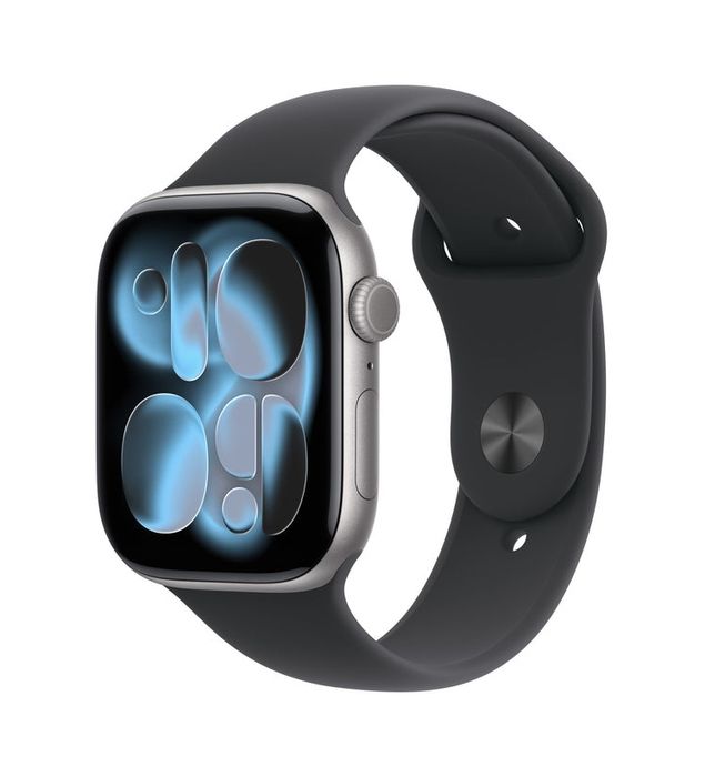 НОВ!!! Смарт часовник Apple Watch 11 GPS, Корпус Space Grey Aluminium 42mm, Black Sport Band