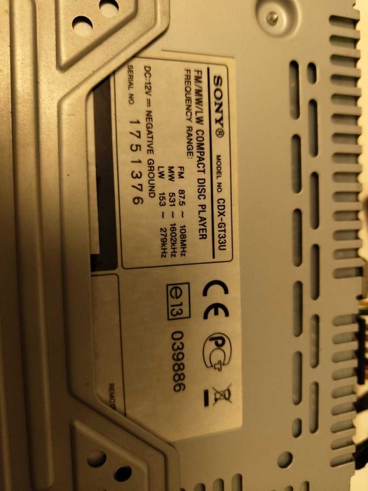 Авторадио CD/MP3 Sony CDX‑GT33U с USB и AUX
