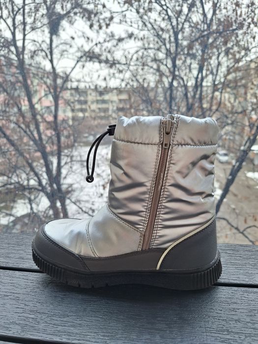 Детски непромокаеми ботуши Kickers kids с подплата, Сребристи 33 номер