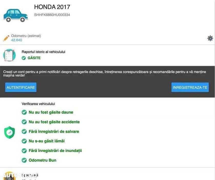 Vând Honda Civic X (2017) – 1.0 VTEC Turbo – Automată (CVT)