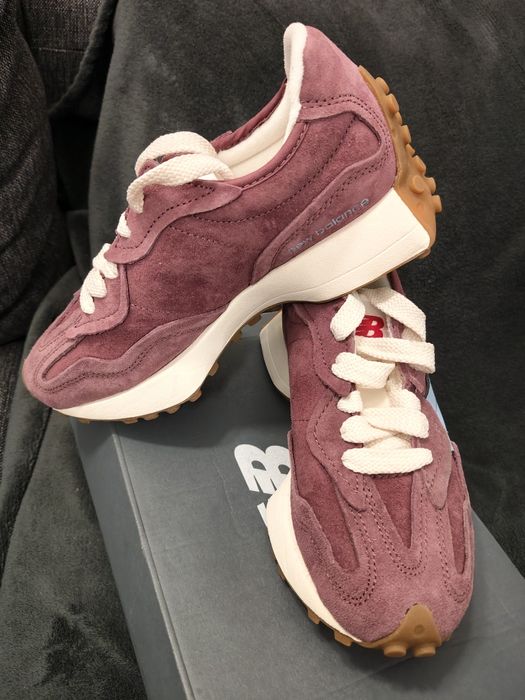 New Balance 327 culoare roșu burgund cu logo N albastru 37 noi originali