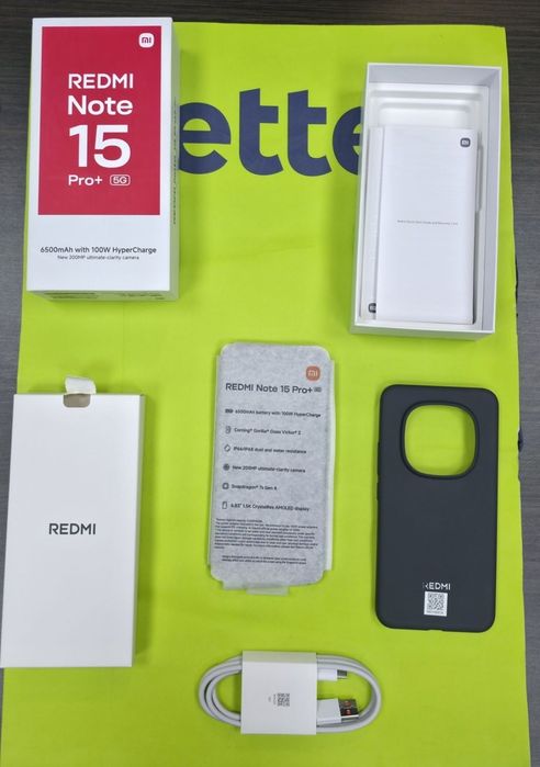 ***КАТО НОВ 512GB Xiaomi Redmi Note 15 Pro Plus 5G Yettel Гаранция 2029 Black