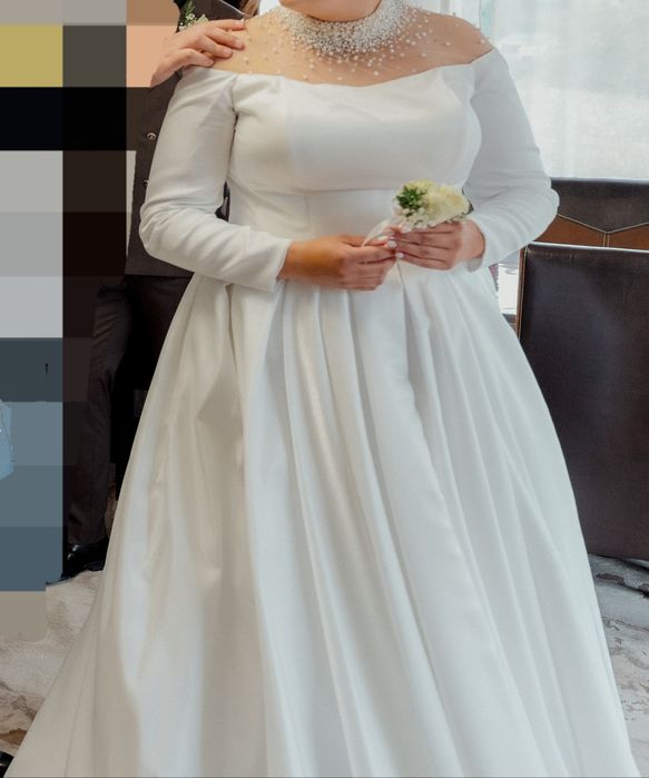 Rochie de mireasă, A-line, XL, 48 și voal
